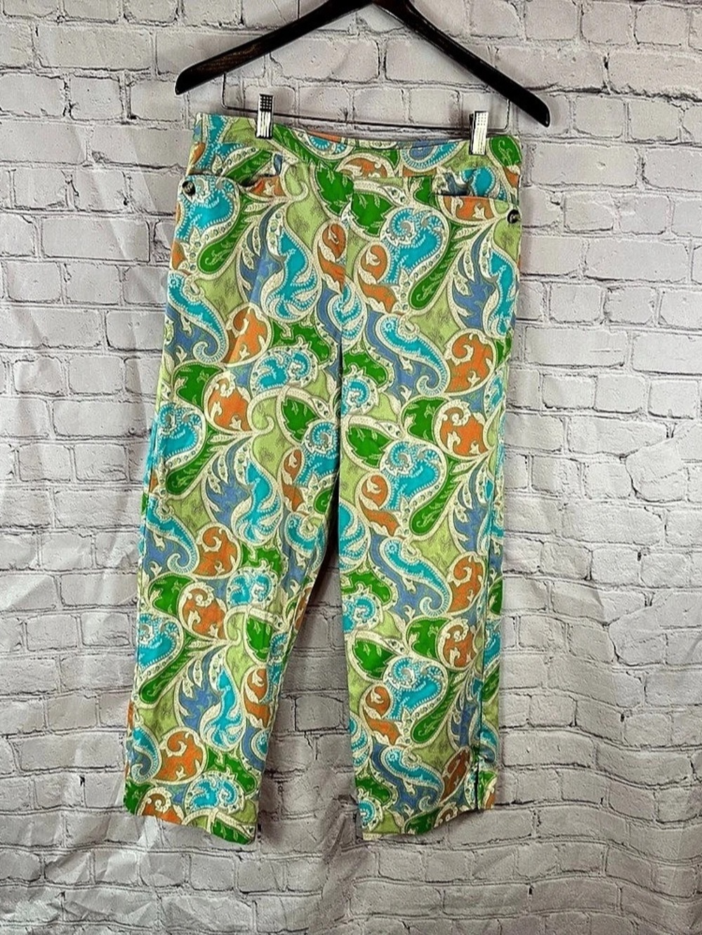 Talbots Paisley Ankle Pants Cotton Size 12